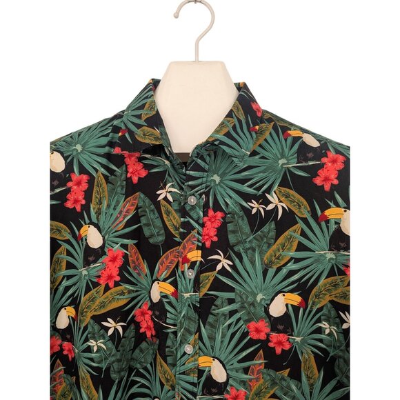 Tropical Toucan Hawaiian Shirt Men Size XXL Button Up Floral Aloha Print Coastal - Picture 4 of 7